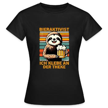 L’activiste de la bière pour laquelle je suis collé au bar - T-shirt Femme - noir - Devant - AI Model Female 172 dark (172cm)