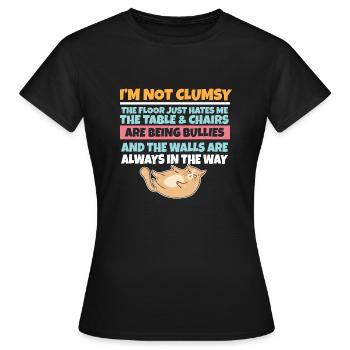 I'm Not Clumsy The Floor Hates Me Foolish Cat - Women's T-Shirt - black - Front - AI Model Female 172 dark (172cm)