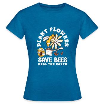 Beekeeper Heartbeat Honeycomb Love Pollination - Women's T-Shirt - antique blue sapphire heather - Front - AI Model Female 172 dark (172cm)