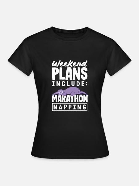 Marathon Sieste Week-end paresseux Humour - T-shirt Femme - noir