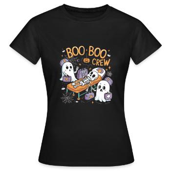 Boo Crew Halloween Nurse Ghost Skeleton Funny - Frauen T-Shirt - Schwarz - Vorne - AI Model Female 172 dark (172cm)