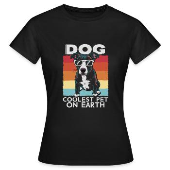 Chien Le Plus Cool Pet Sur Terre Lunettes De Soleil Rétro Drôle - T-shirt Femme - noir - Devant - AI Model Female 172 dark (172cm)