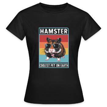 Hamster Coolest Pet On Earth Lunettes de soleil rétro - T-shirt Femme - noir - Devant - AI Model Female 172 dark (172cm)