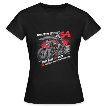 Ich bin nicht 54 Motorradfahrer Biker 54. - Frauen T-Shirt - Schwarz - Vorne - AI Model Female 172 dark (172cm)