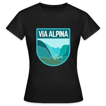 Via Alpina - Women's T-Shirt - black - Front - AI Model Female 172 dark (172cm)