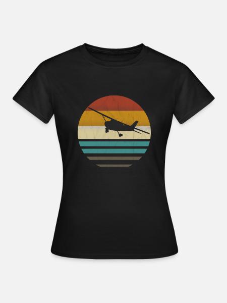 Flugzeug Flieger retro vintage Pilot Geschenk - Frauen T-Shirt - Schwarz