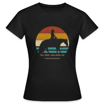 Western cavalière de l’Ouest Cheval Cowgirls Retro - T-shirt Femme - noir - Devant - AI Model Female 172 dark (172cm)