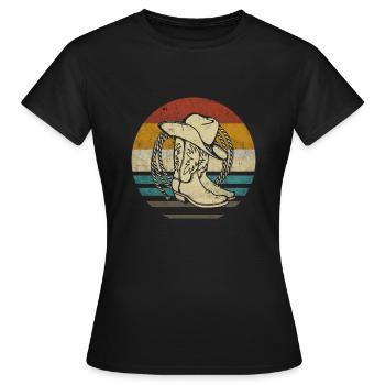 Western cavalière de l’Ouest Cheval Cowgirls Retro - T-shirt Femme - noir - Devant - AI Model Female 172 dark (172cm)