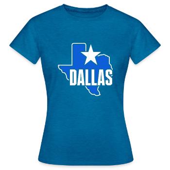 Conception de carte Dallas Texas pour les fiers Dallasites - T-shirt Femme - bleu saphir antique chiné - Devant - AI Model Female 172 dark (172cm)