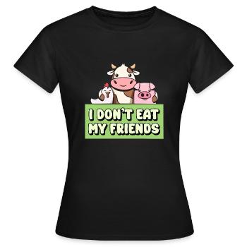 Cow Pig Happy Friends Design pour les végétaliens - T-shirt Femme - noir - Devant - AI Model Female 172 dark (172cm)