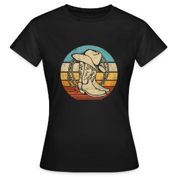Western cavalière de l’Ouest Cheval Cowgirls Retro - T-shirt Femme - noir - Devant - AI Model Female 172 dark (172cm)