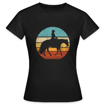 Western cavalière de l’Ouest Cheval Cowgirls Retro - T-shirt Femme - noir - Devant - AI Model Female 172 dark (172cm)