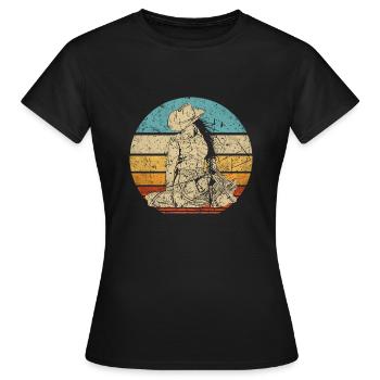 Western cavalière de l’Ouest Cheval Cowgirls Retro - T-shirt Femme - noir - Devant - AI Model Female 172 dark (172cm)