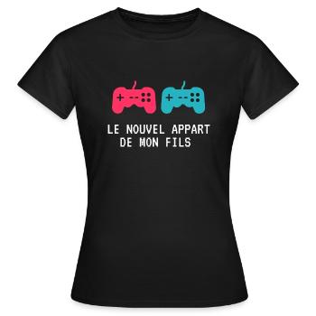Le nouvel appart de mon fils - T-shirt Femme - noir - Devant - AI Model Female 172 dark (172cm)