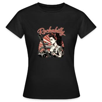 Rockabilly Musik Shirt im Retro Design - Frauen T-Shirt - Schwarz - Vorne - AI Model Female 172 dark (172cm)