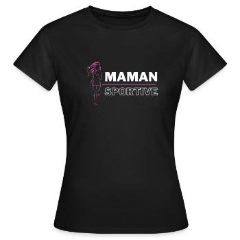 MAMAN SPORTIVE COURSE A PIED - T-shirt Femme - noir - Devant - AI Model Female 172 dark (172cm)