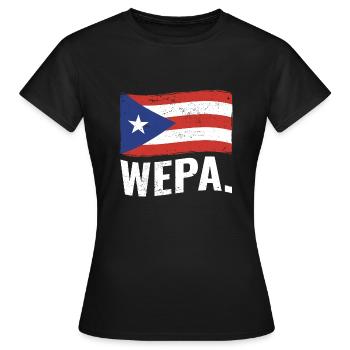 Fier portoricain Wepa Porto Rico Flag Latino - T-shirt Femme - noir - Devant - AI Model Female 172 dark (172cm)
