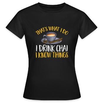 Thé Chai Masala Chai - T-shirt Femme - noir - Devant - AI Model Female 172 dark (172cm)