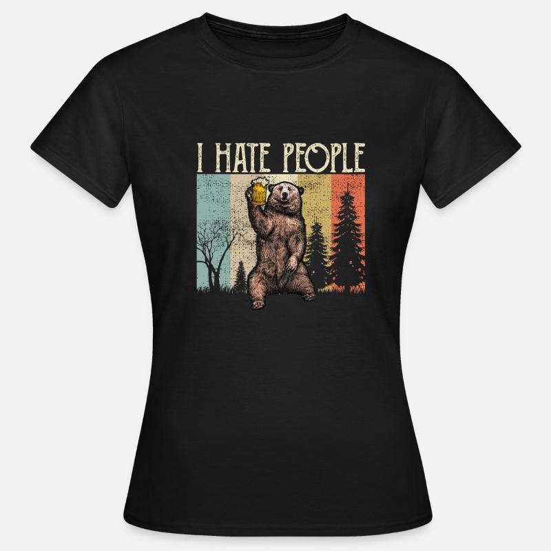I hate people i hate people bear camping - Women's T-Shirt - black