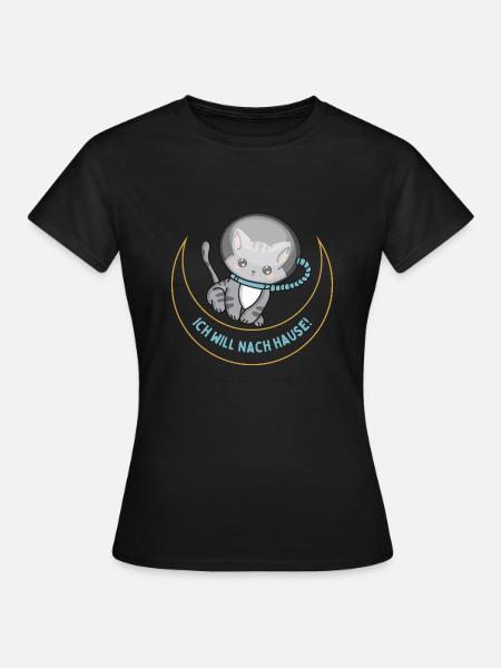 Katze im Weltraum - Frauen T-Shirt - Schwarz