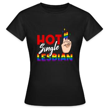 Hot Single Lesbian LGBTQ Lesbian Pride, CSD Pride - T-shirt Femme - noir - Devant - AI Model Female 172 dark (172cm)