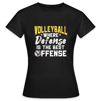 Funny Volleyball Where Defense Is The Best Offense - Frauen T-Shirt - Schwarz - Vorne - AI Model Female 172 dark (172cm)