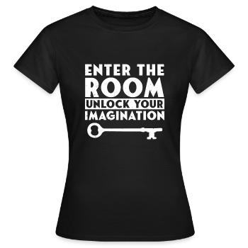 Défi Entrez dans la pièce Libérez votre imagination M - T-shirt Femme - noir - Devant - AI Model Female 172 dark (172cm)