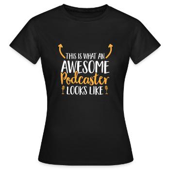 Podcasteur Podcast - T-shirt Femme - noir - Devant - AI Model Female 172 dark (172cm)