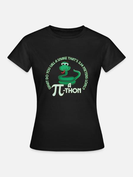 Math Pun Pi-thon Drôle Serpent Mathématiques Meme - T-shirt Femme - noir