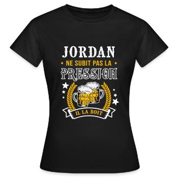 Jordan et bière & jordan cadeau jordan fête - T-shirt Femme - noir - Devant - AI Model Female 172 dark (172cm)