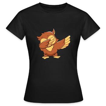 Funyy Dabbing Owl Owlet Bird Lover Ornithologist - Women's T-Shirt - black - Front - AI Model Female 172 dark (172cm)
