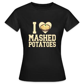 Purée de pommes de terre Purée de pommes de terre - T-shirt Femme - noir - Devant - AI Model Female 172 dark (172cm)