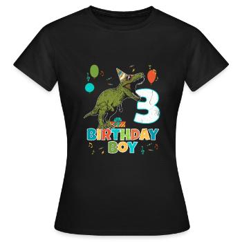 3 ans, fête d'anniversaire pour enfants, garçon, dinosaure Rex - T-shirt Femme - noir - Devant - AI Model Female 172 dark (172cm)