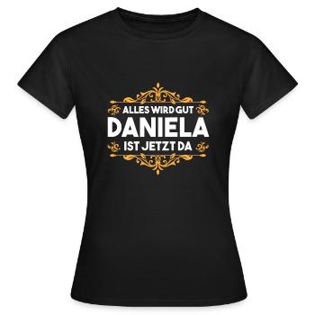 Daniela - Frauen T-Shirt - Schwarz - Vorne - AI Model Female 172 dark (172cm)