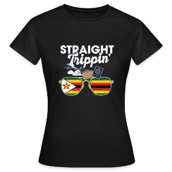 Straight Trippin' Zimbabwe Vacation Tour Travel - Frauen T-Shirt - Schwarz - Vorne - AI Model Female 172 dark (172cm)