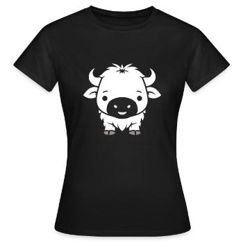 Büffel - Frauen T-Shirt - Schwarz - Vorne - AI Model Female 172 dark (172cm)