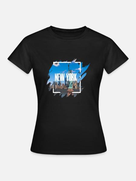 USA New York Shirt / Poster - Frauen T-Shirt - Schwarz