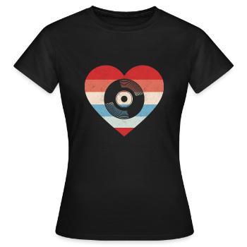 Femmes DJ Vintage LP Collector Vinyl Heart Vinyl - T-shirt Femme - noir - Devant - AI Model Female 172 dark (172cm)