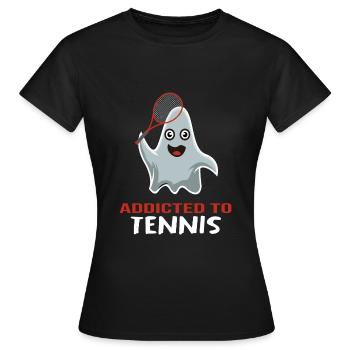 Raquette de tennis de balle de match de tennis « accro au tennis » - T-shirt Femme - noir - Devant - AI Model Female 172 dark (172cm)
