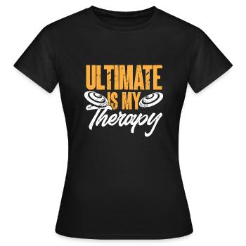Ultimate Frisbee Wurfscheibe - Frauen T-Shirt - Schwarz - Vorne - AI Model Female 172 dark (172cm)