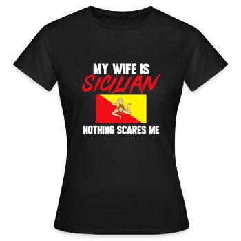 Sicily Flag Italy Sicily - Women's T-Shirt - black - Front - AI Model Female 172 dark (172cm)