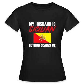 Sicily Flag Italy Sicily - Women's T-Shirt - black - Front - AI Model Female 172 dark (172cm)