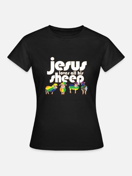 Proud Ally Jesus Loves All His Sheep LGBTQ Gay - Frauen T-Shirt - Schwarz