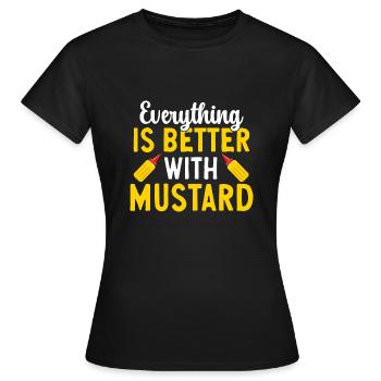 Senf Mustard - Frauen T-Shirt - Schwarz - Vorne - AI Model Female 172 dark (172cm)