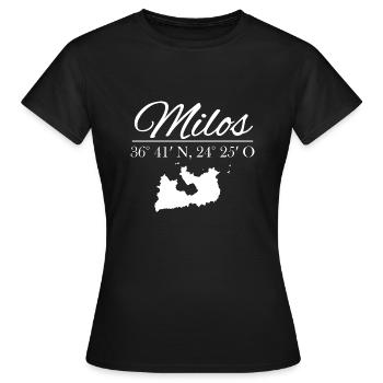 Milos Koordinaten Design mit Silhouette - Frauen T-Shirt - Schwarz - Vorne - AI Model Female 172 dark (172cm)
