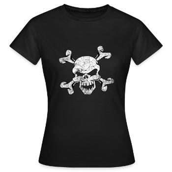 Crâne et os croisés en détresse - T-shirt Femme - noir - Devant - AI Model Female 172 dark (172cm)