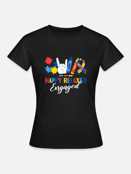 Heureux, Détendu, Engagé, Thérapeute ABA, Comportemental - T-shirt Femme - noir
