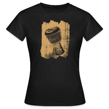 Djembe batterie percussion - T-shirt Femme - noir - Devant - AI Model Female 172 dark (172cm)