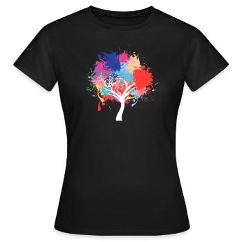 Éclaboussures de peinture d'arbre de protection de l'environnement - T-shirt Femme - noir - Devant - AI Model Female 172 dark (172cm)