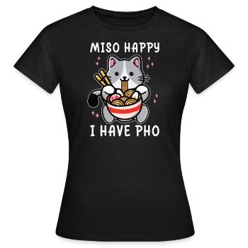 Lustige Pho Süße Kawaii Katze Eating Pho - Frauen T-Shirt - Schwarz - Vorne - AI Model Female 172 dark (172cm)